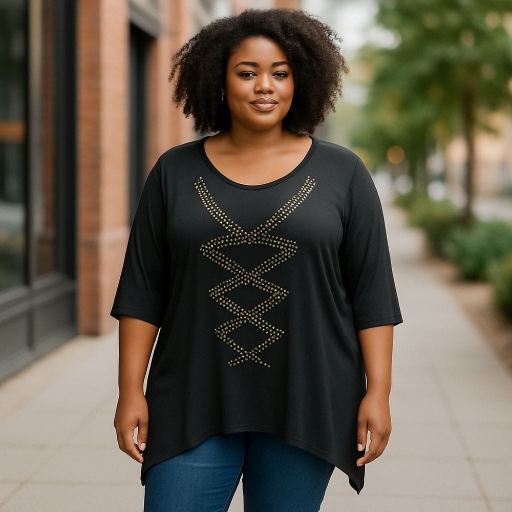 Black Studded Women's Top